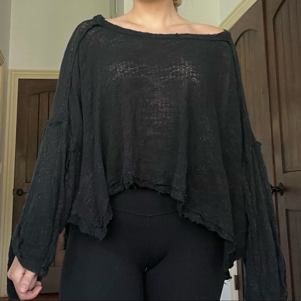 Free People Open Knit Sweater - Black